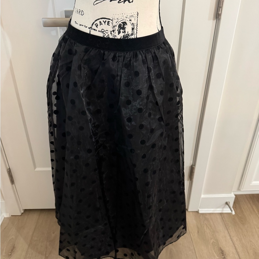 NWT J.Crew Tulle Ball Skirt Sheer Black lined Elastic Slip On Size small